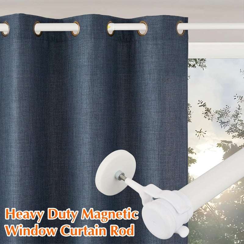 MUTUACTOR 1PCS Magnetic Curtains Rods,Heavy-Duty White Magnetic Door Curtain Rods for Metal Doors 13” to 26”,No Drilling Anti-slip Window Curtain Rod Adjustable Y-Clamp Magnet Holders for Curtains - Image 2